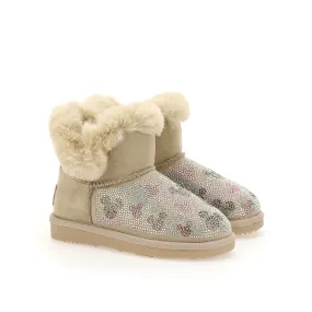 Beige Microstud Mickey Winter Boots