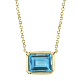 14K YELLOW GOLD BLUE TOPAZ NECKLACE