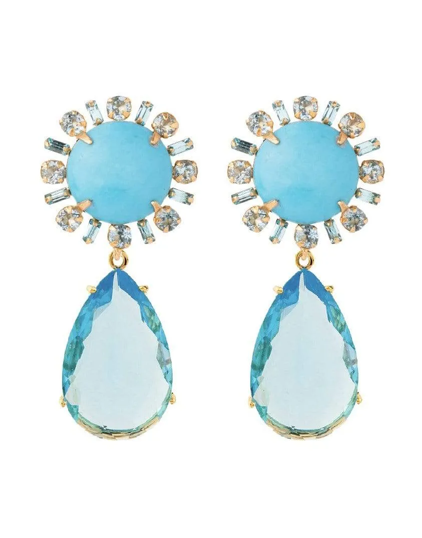 2-in-1 Turquoise, Blue Topaz & Bohemian Blue Baguette Earrings