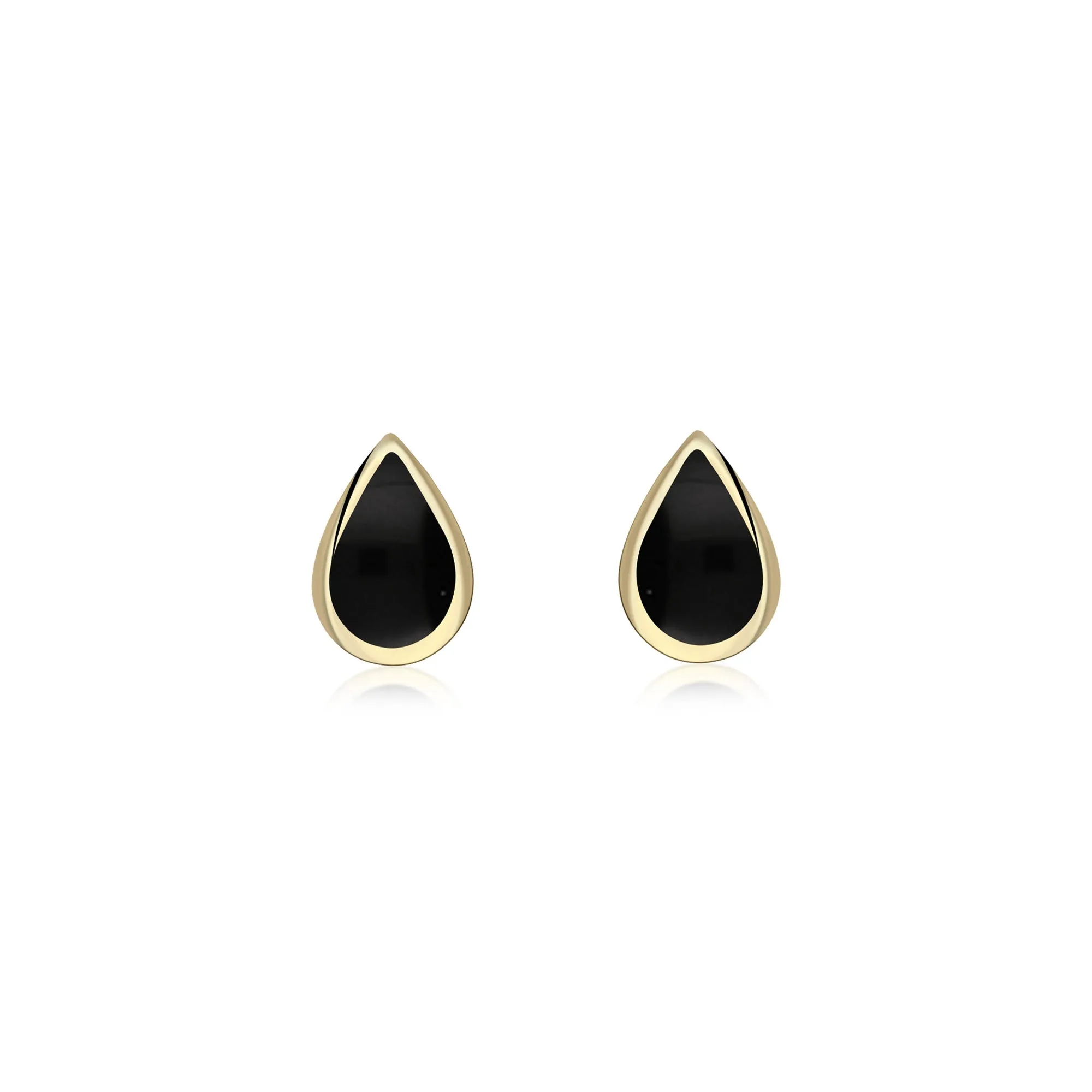 9ct Yellow Gold Whitby Jet Teardrop Stud Earrings