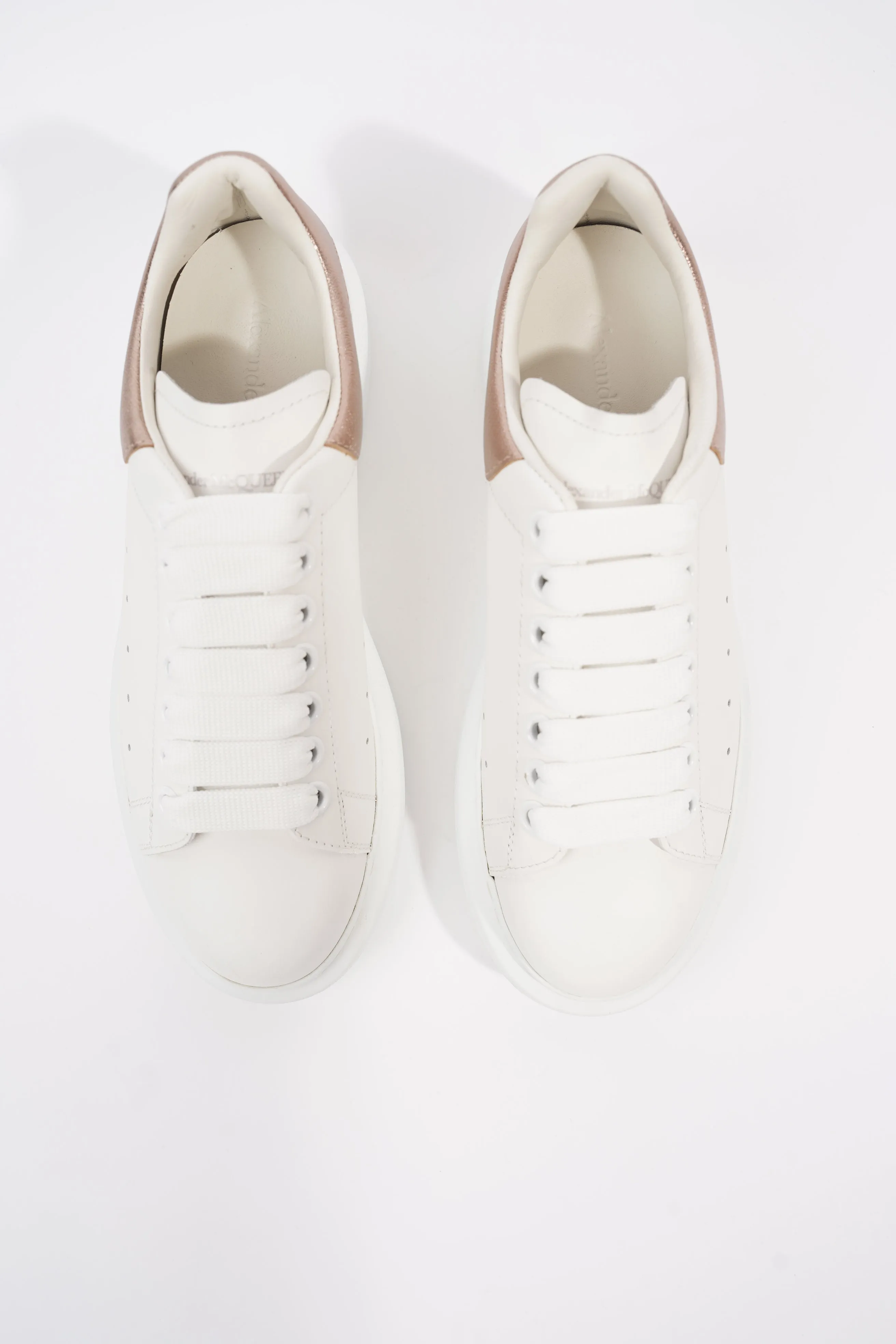 Alexander McQueen Oversized Sneaker White / Rose Gold Tab Leather EU 36.5 UK 3.5