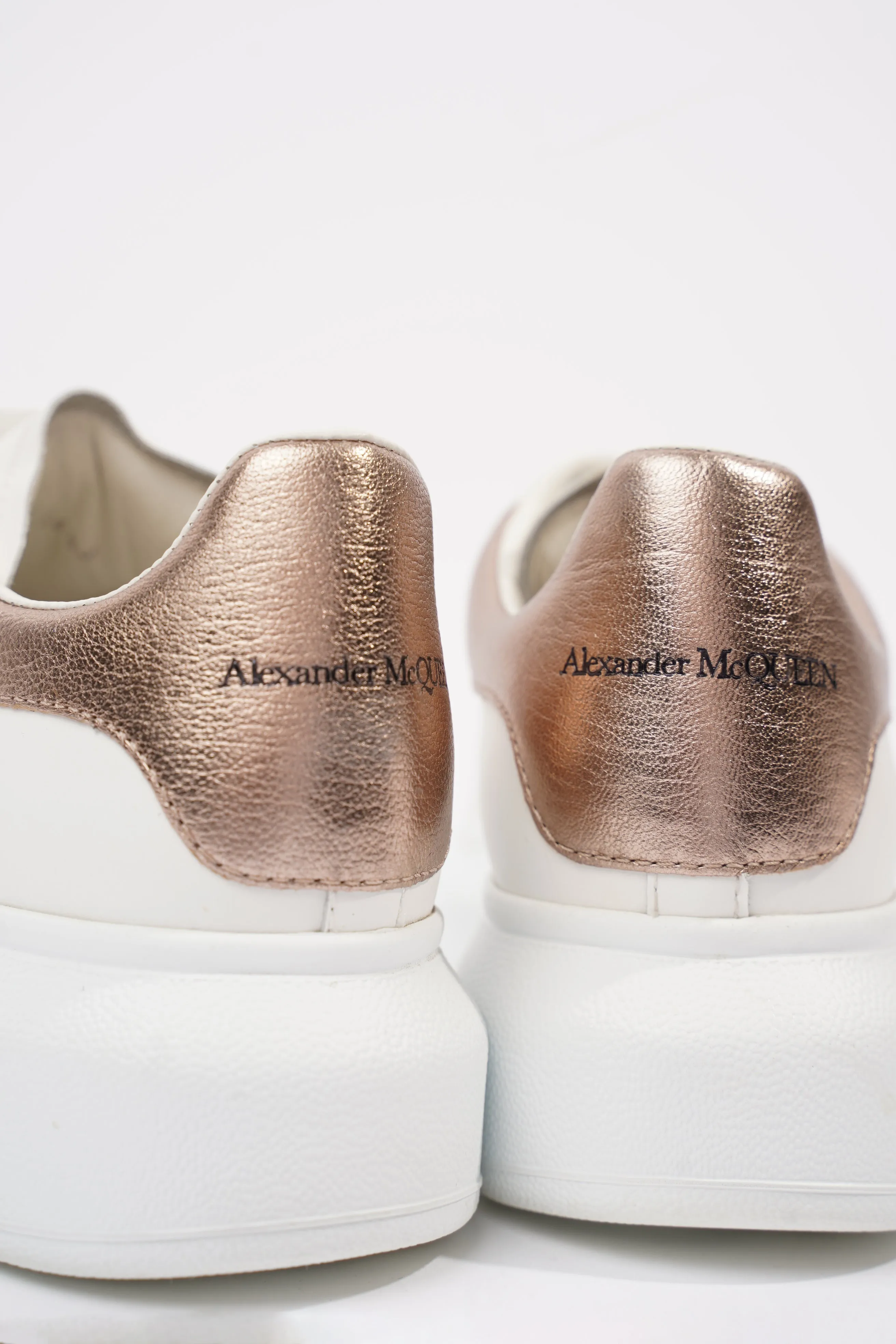 Alexander McQueen Oversized Sneaker White / Rose Gold Tab Leather EU 36.5 UK 3.5