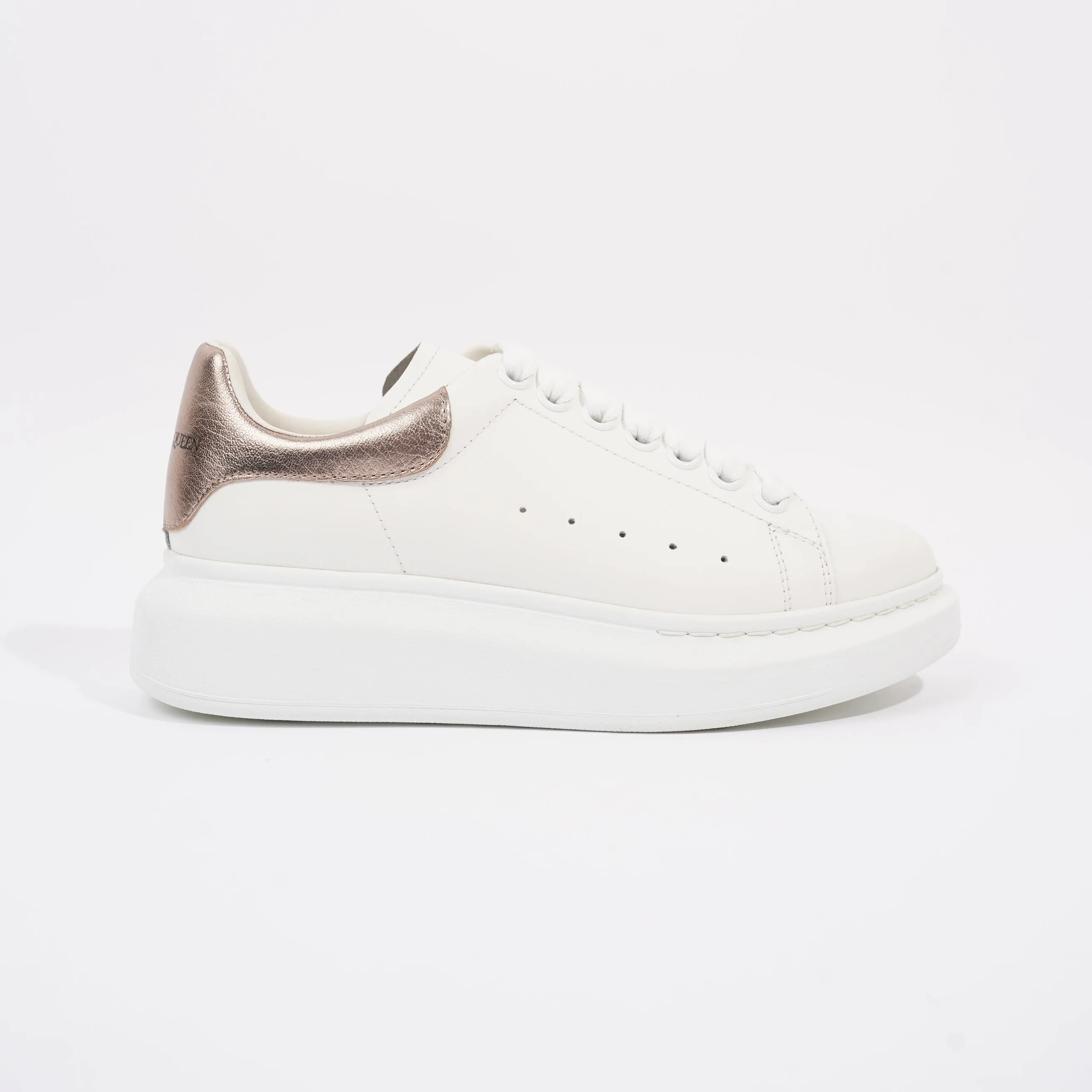 Alexander McQueen Oversized Sneaker White / Rose Gold Tab Leather EU 36.5 UK 3.5