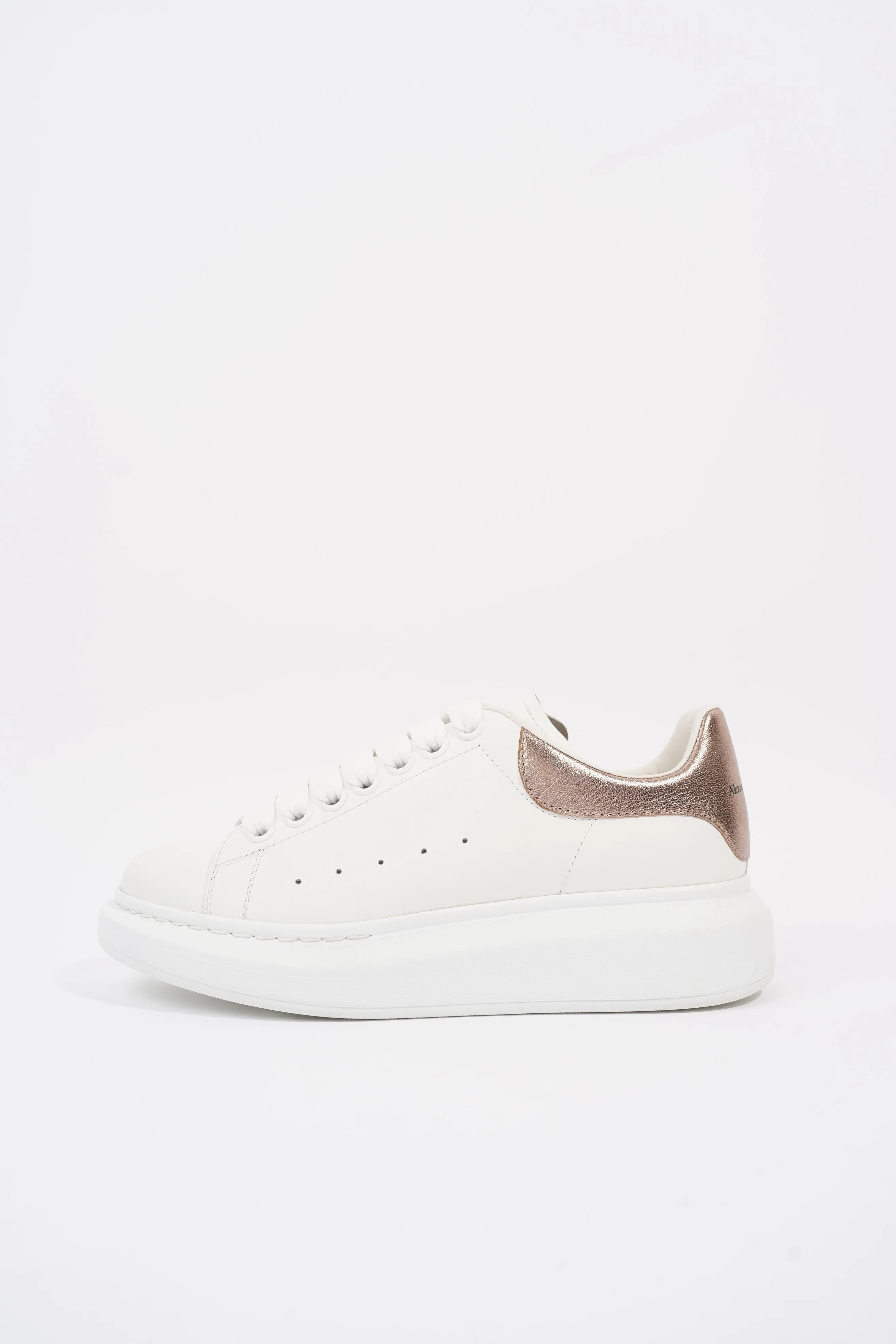 Alexander McQueen Oversized Sneaker White / Rose Gold Tab Leather EU 36.5 UK 3.5