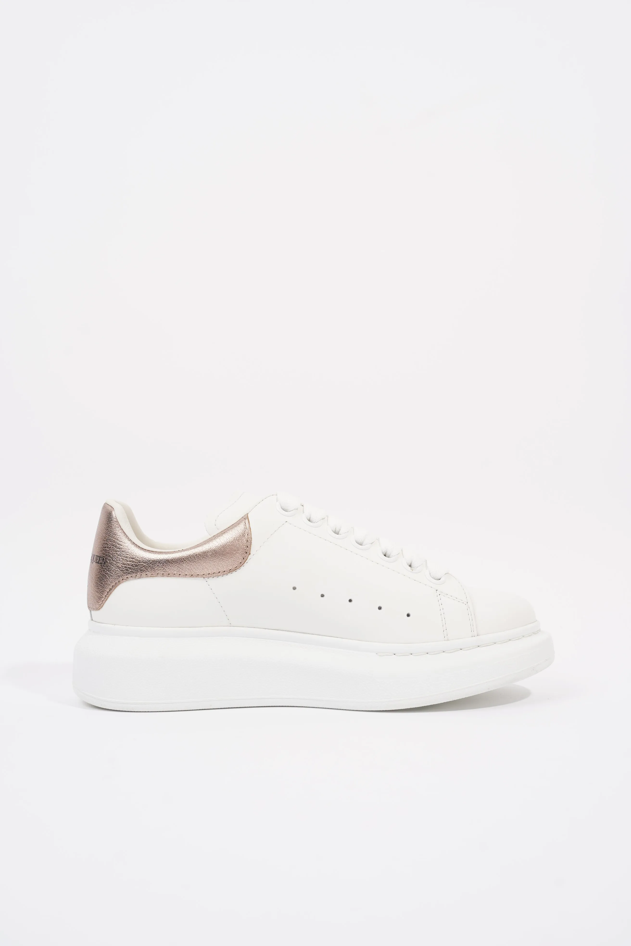 Alexander McQueen Oversized Sneaker White / Rose Gold Tab Leather EU 36.5 UK 3.5