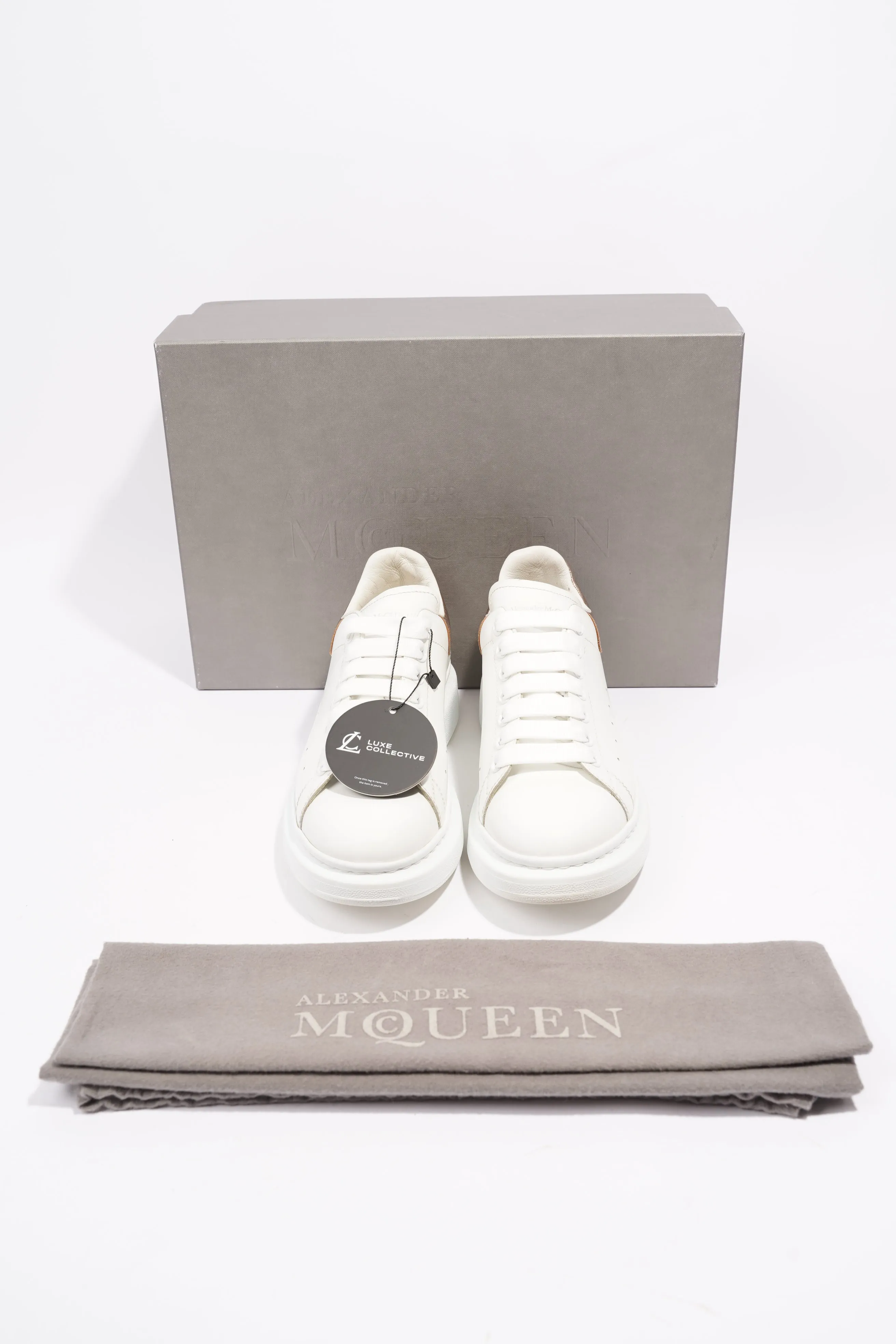 Alexander McQueen Oversized Sneaker White / Rose Gold Tab Leather EU 38 UK 5