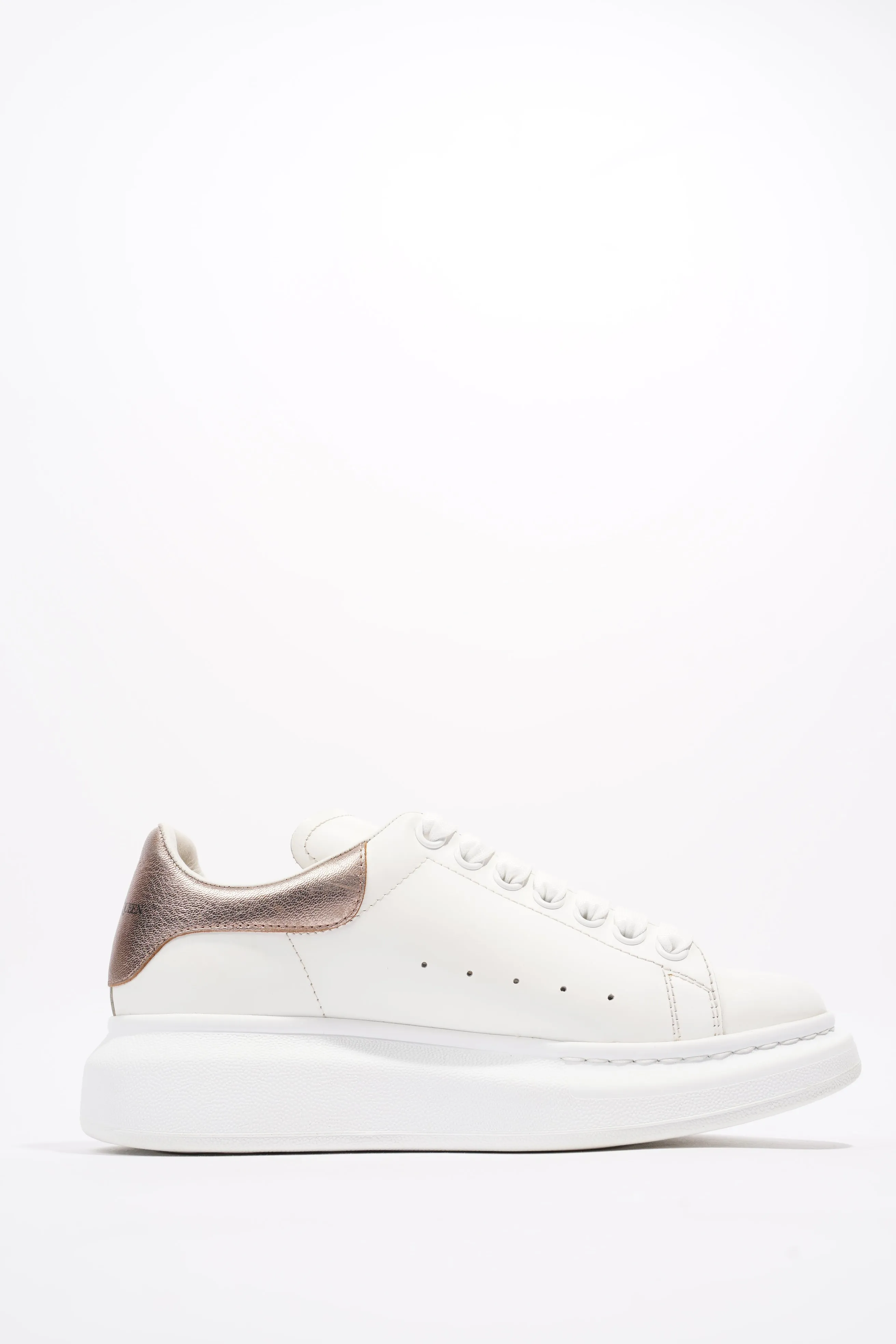 Alexander McQueen Oversized Sneaker White / Rose Gold Tab Leather EU 38 UK 5