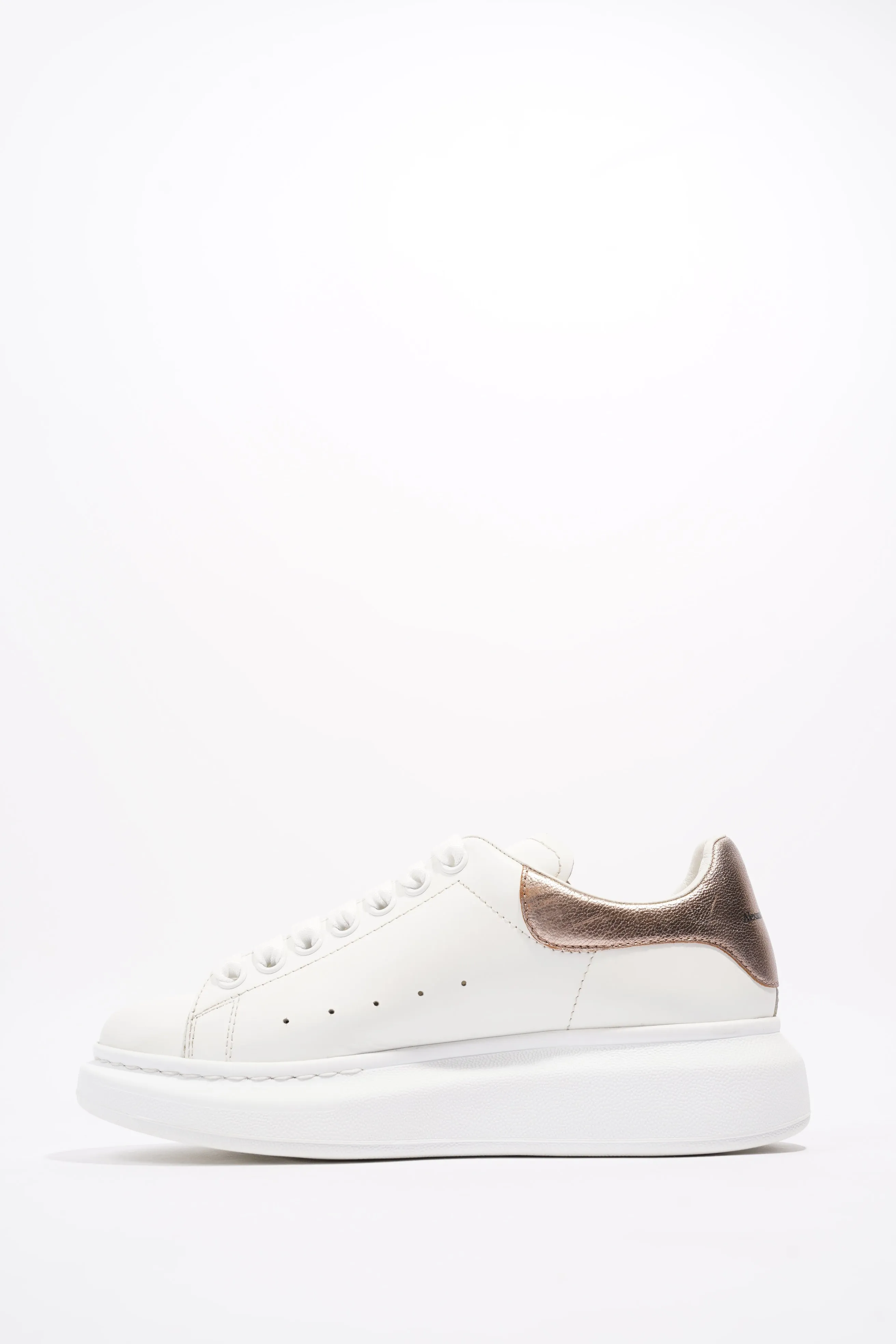 Alexander McQueen Oversized Sneaker White / Rose Gold Tab Leather EU 38 UK 5