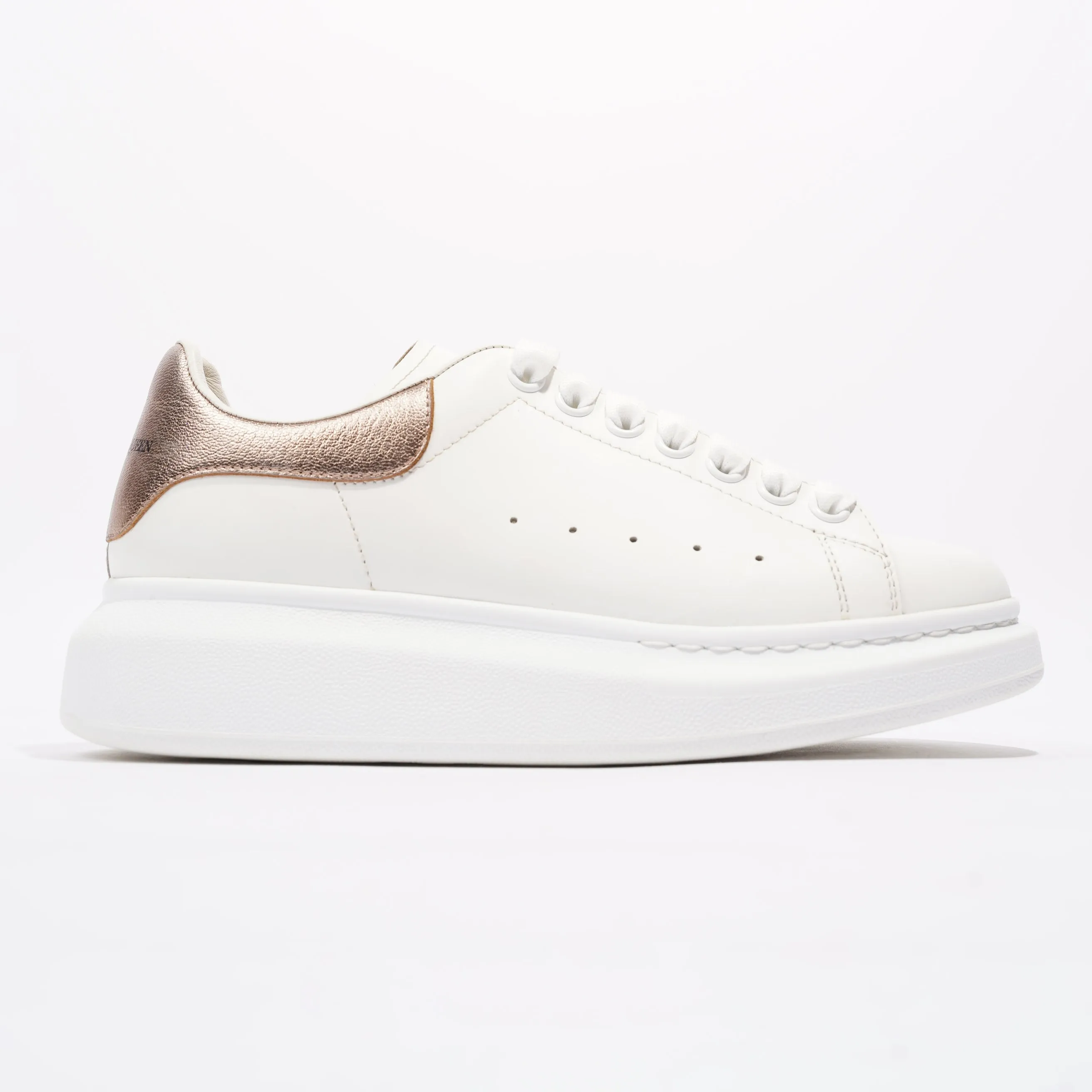 Alexander McQueen Oversized Sneaker White / Rose Gold Tab Leather EU 38 UK 5