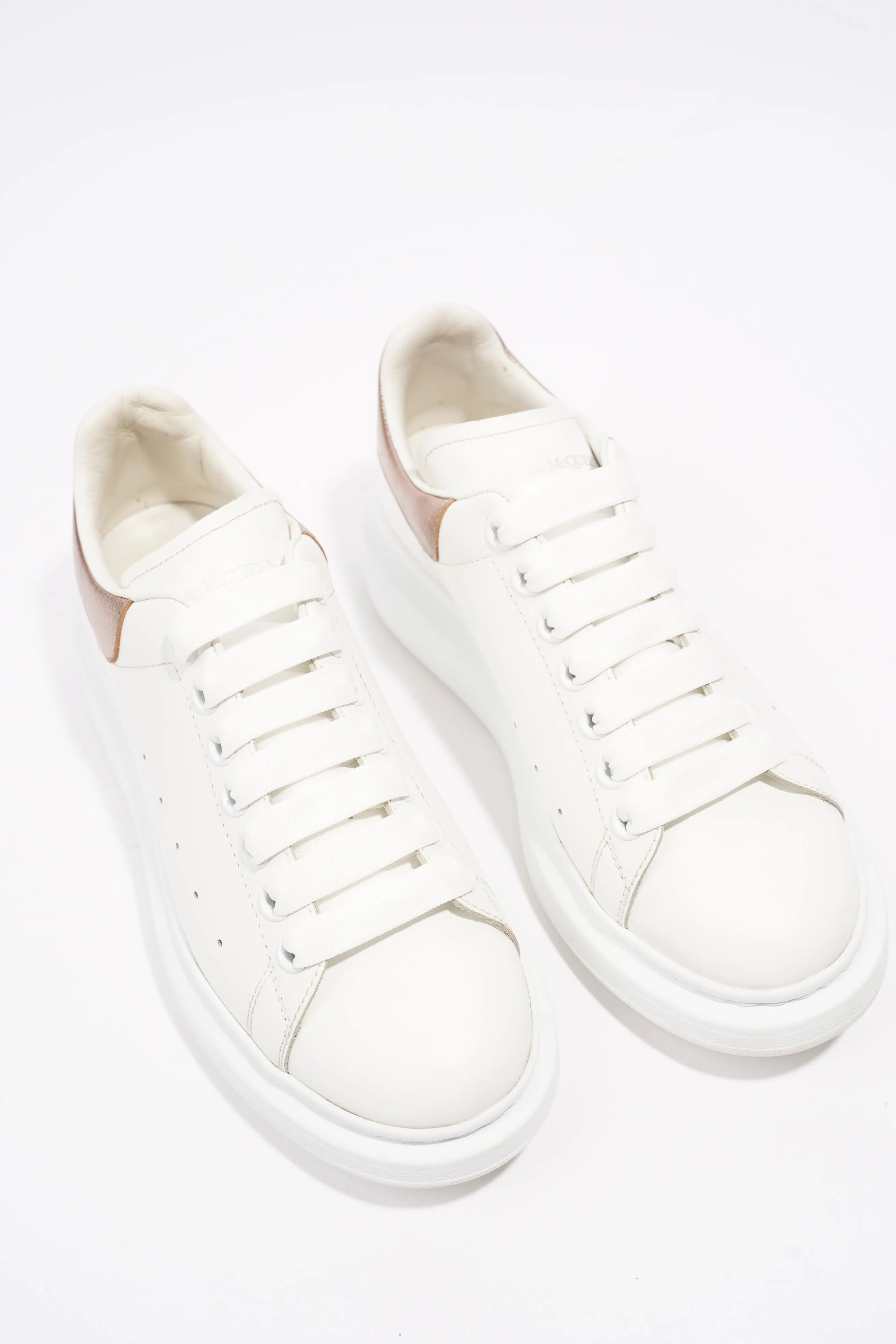 Alexander McQueen Oversized Sneaker White / Rose Gold Tab Leather EU 38 UK 5