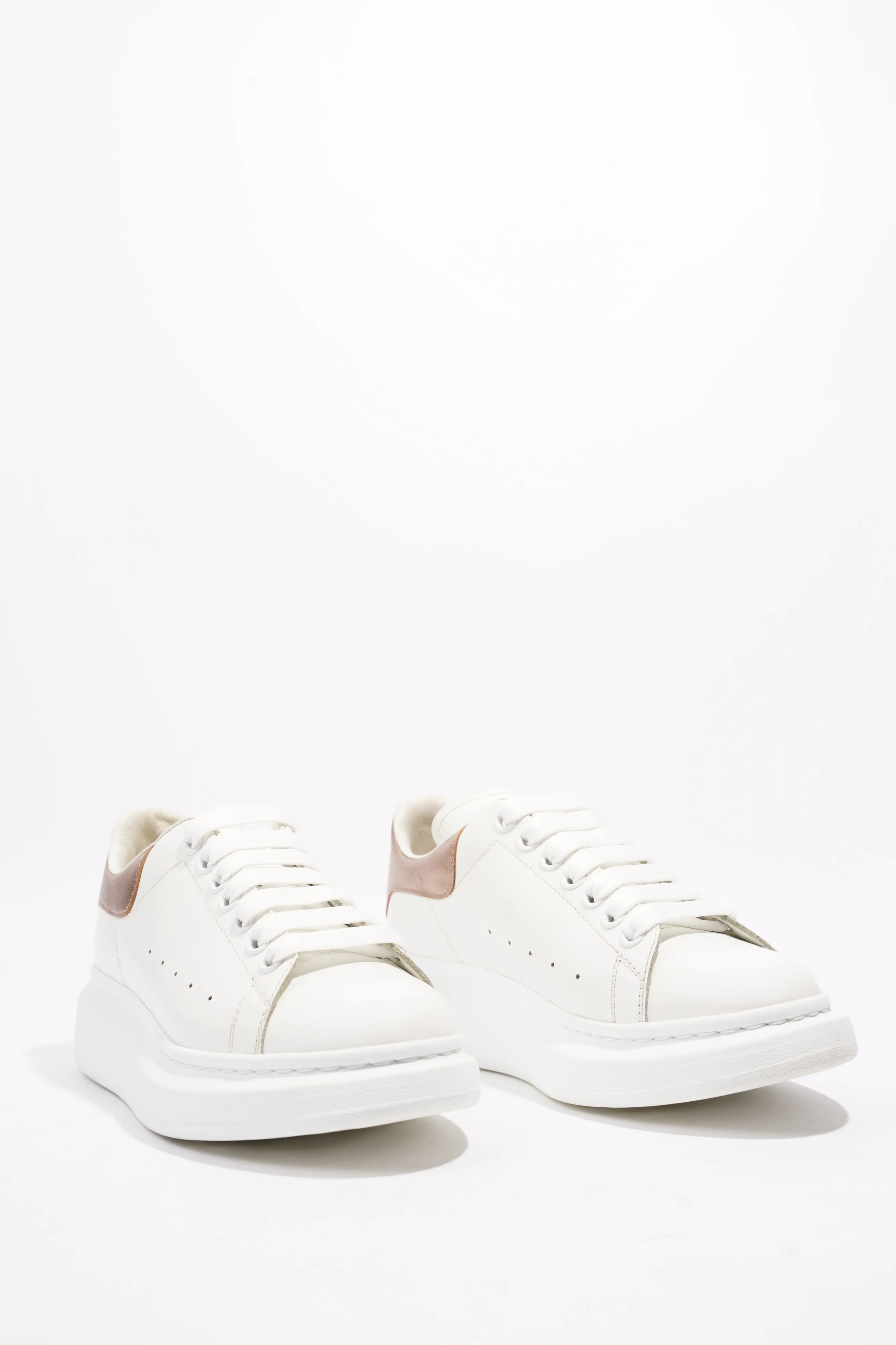 Alexander McQueen Oversized Sneaker White / Rose Gold Tab Leather EU 38 UK 5