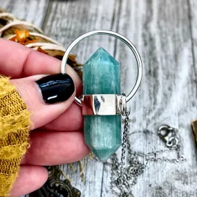 Amazonite Crystal Point Necklace in Sterling Silver, Blue Amazonite Pendant  -Designed by FOXLARK Collection