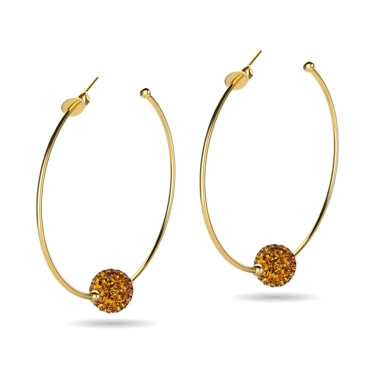 Amber Crystal | Gold | Kikiballa Hoop Earrings