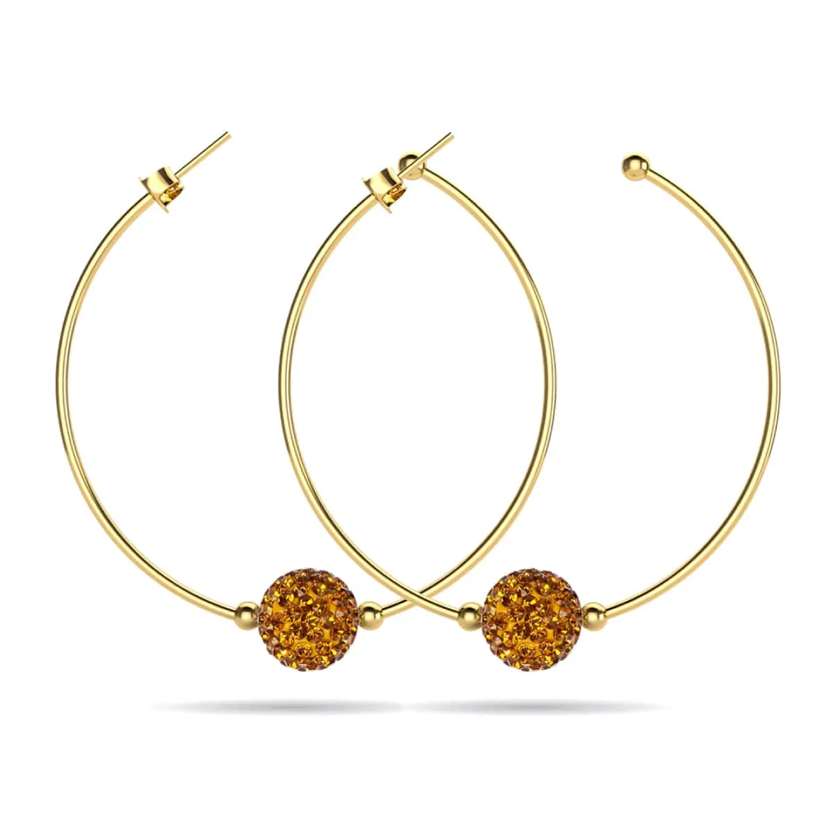 Amber Crystal | Gold | Kikiballa Hoop Earrings