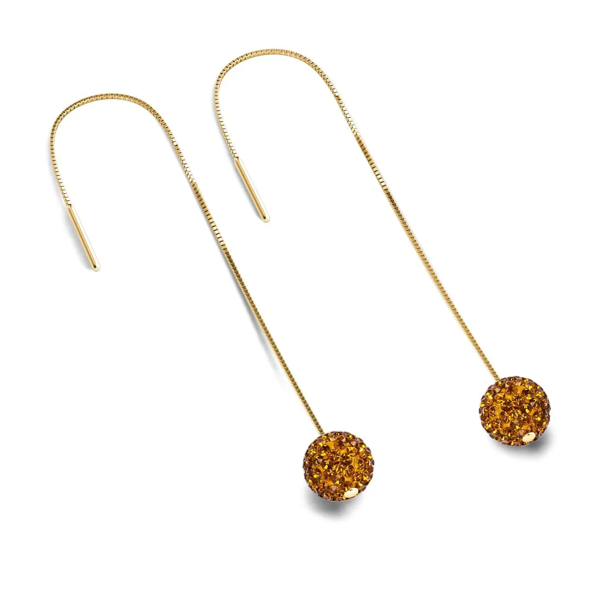 Amber Crystal | Gold Vermeil | Chain Drop Threader Kikiballa Earrings