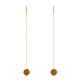 Amber Crystal | Gold Vermeil | Chain Drop Threader Kikiballa Earrings