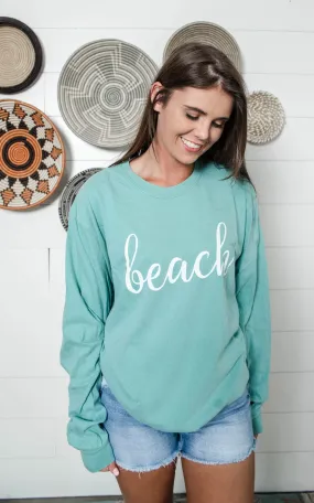 Beach Long Sleeve Top- Dusty Teal- Final Sale**