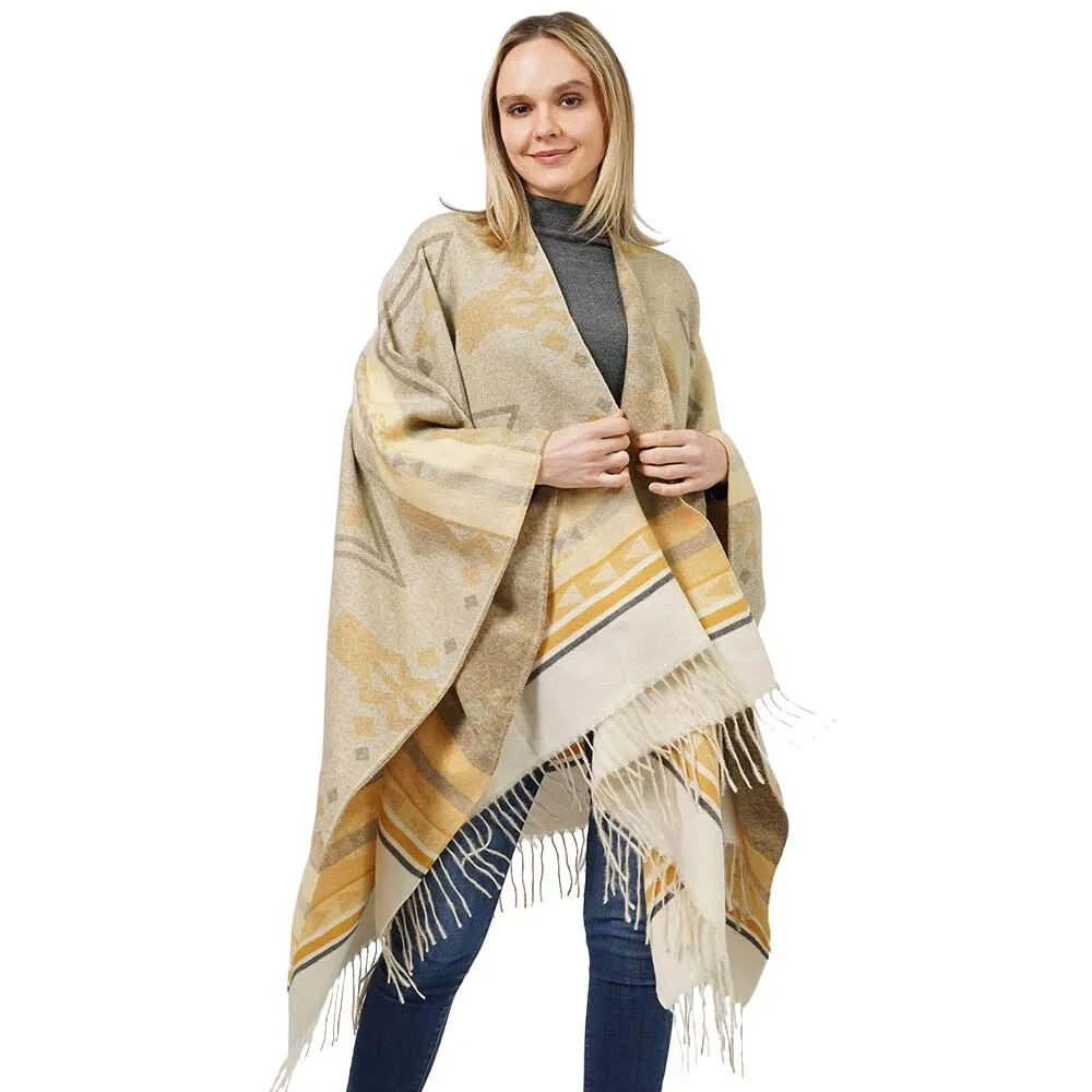 Beautiful Aztec Patterned Cape Poncho