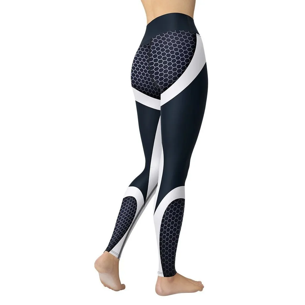 Beehive Geometric Yoga Leggings Navy Blue