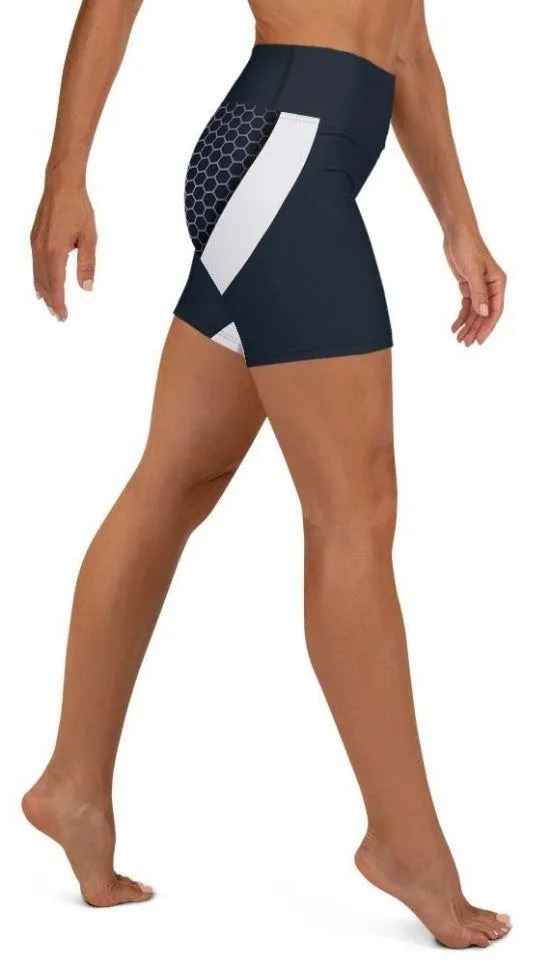 Beehive Geometric Yoga Shorts Navy Blue