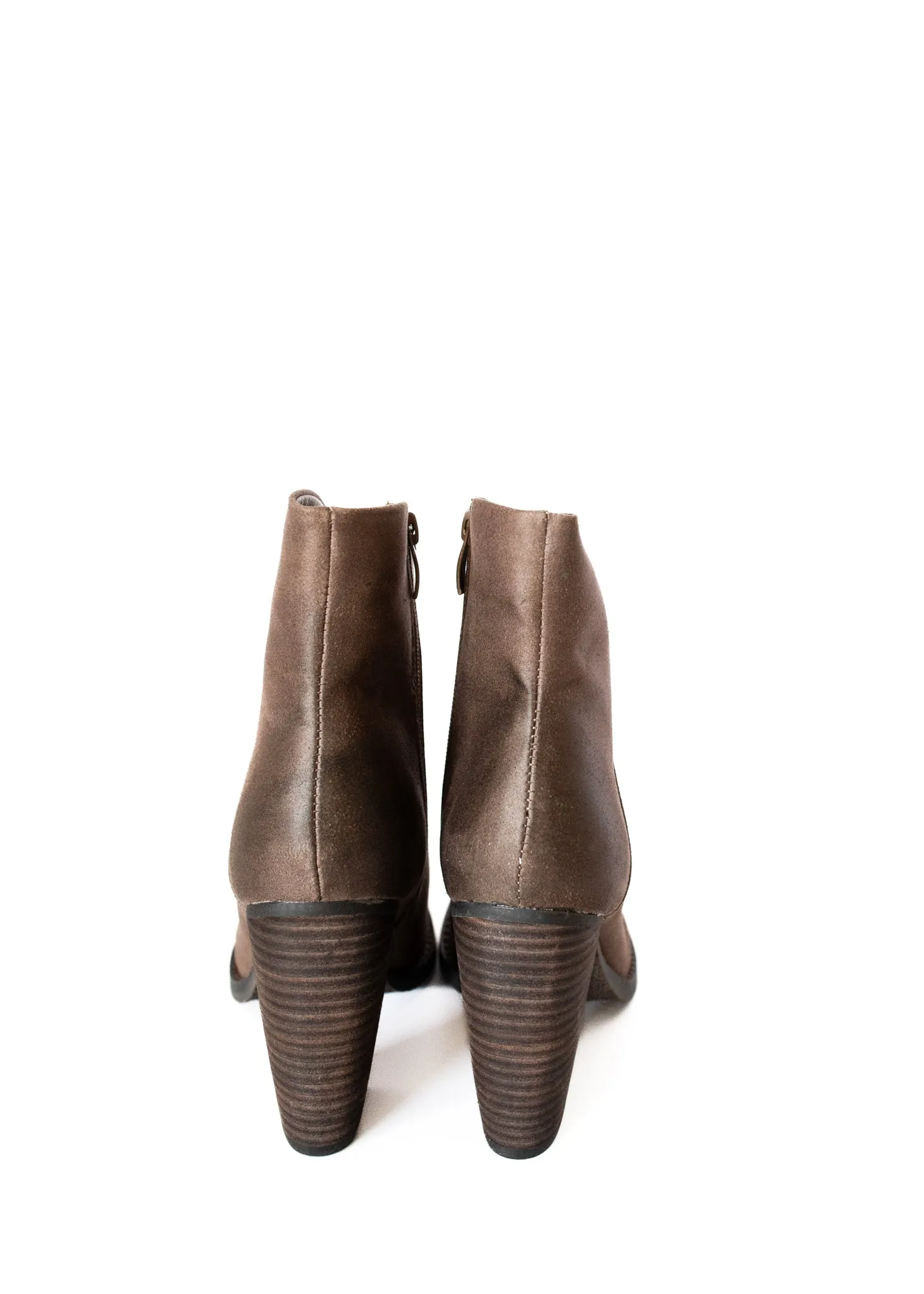 Bennington Asymmetrical Fold Over Ankle Boot in Taupe