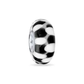 Black White Murano Glass Bead Charm Spot Bundle Set Sterling Silver