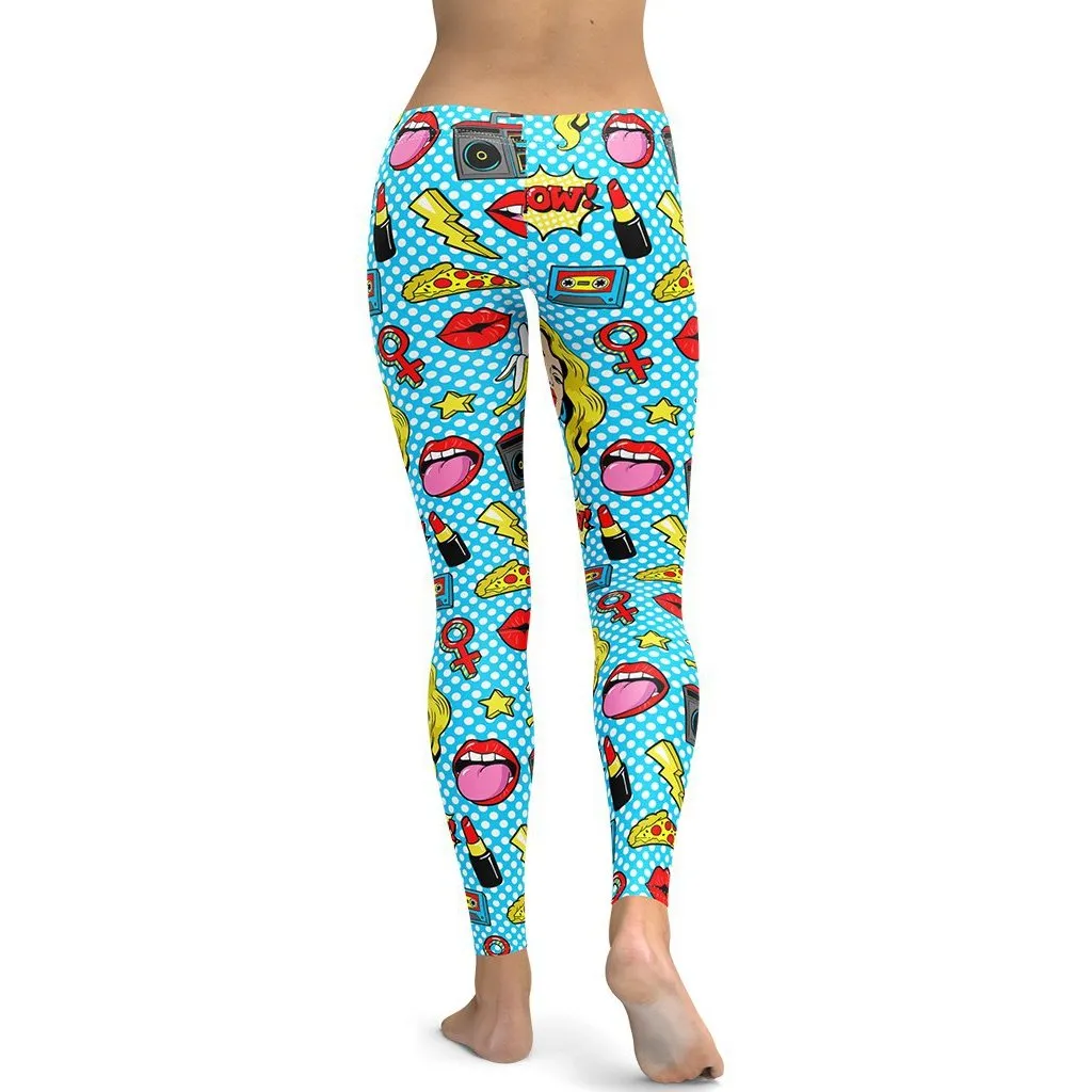 Blue Pop Art Pattern Leggings