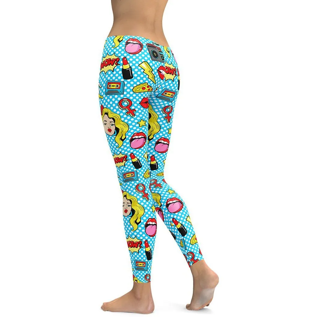 Blue Pop Art Pattern Leggings