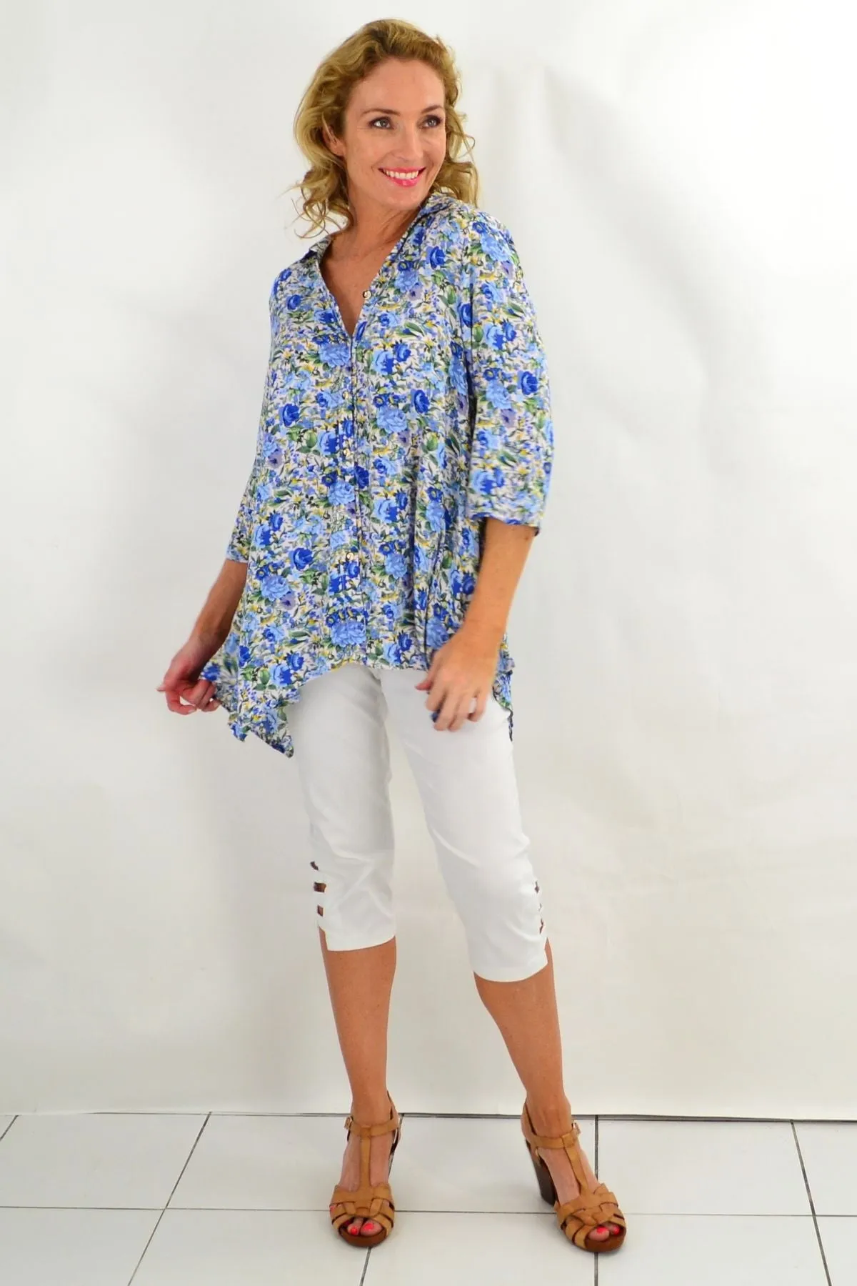 Blue Rose Cottage Garden Tunic Blouse