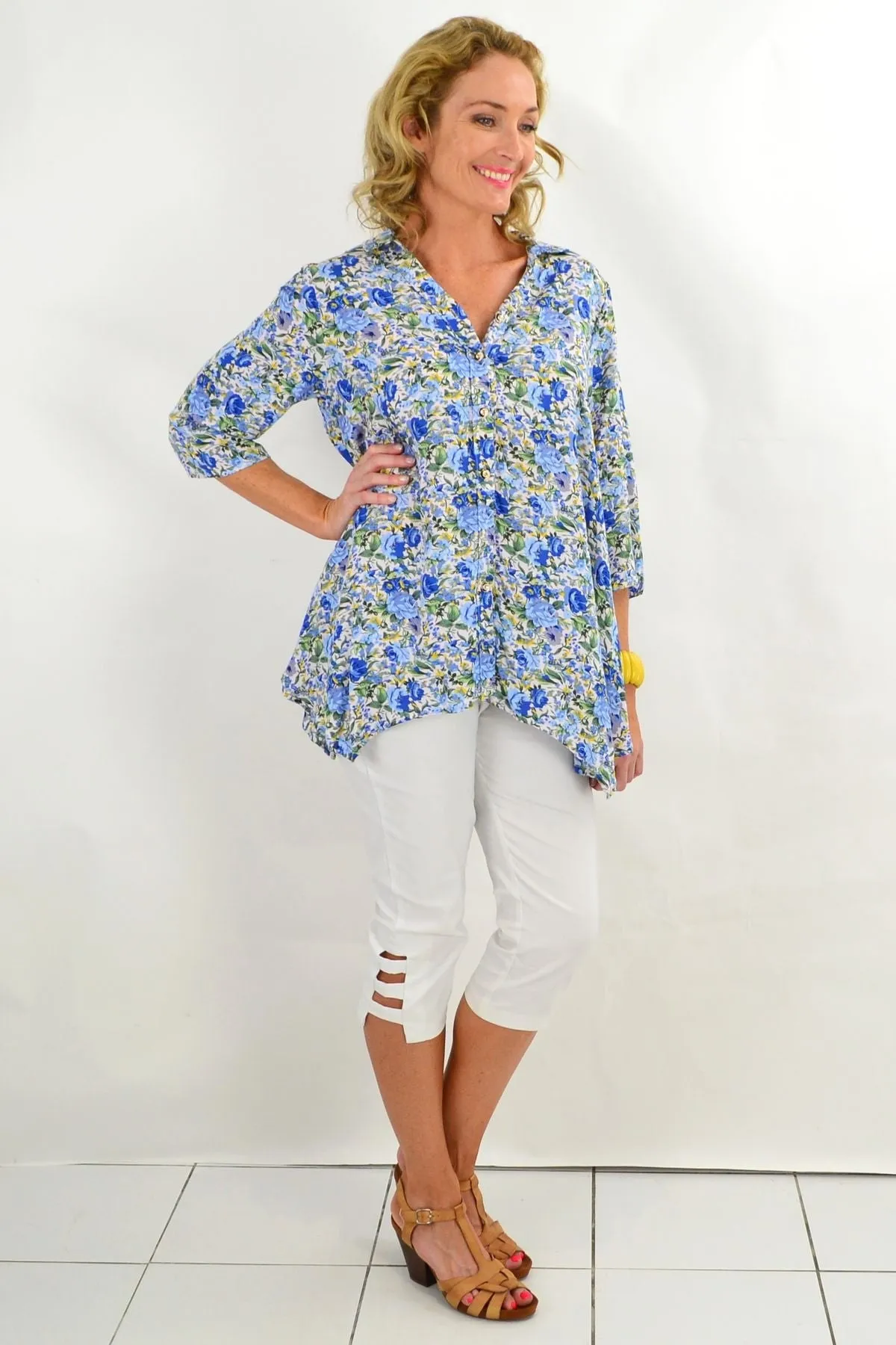 Blue Rose Cottage Garden Tunic Blouse