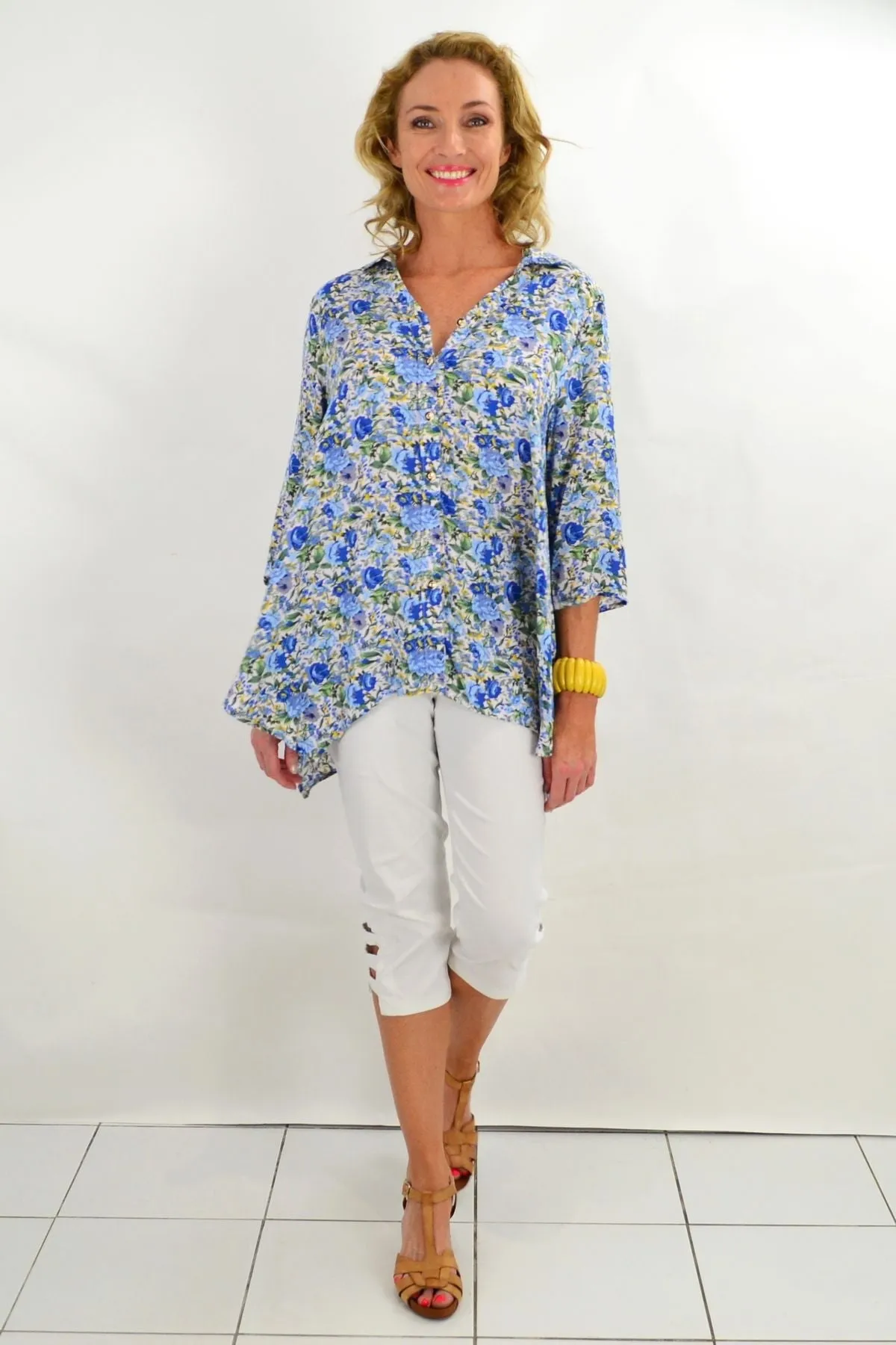 Blue Rose Cottage Garden Tunic Blouse