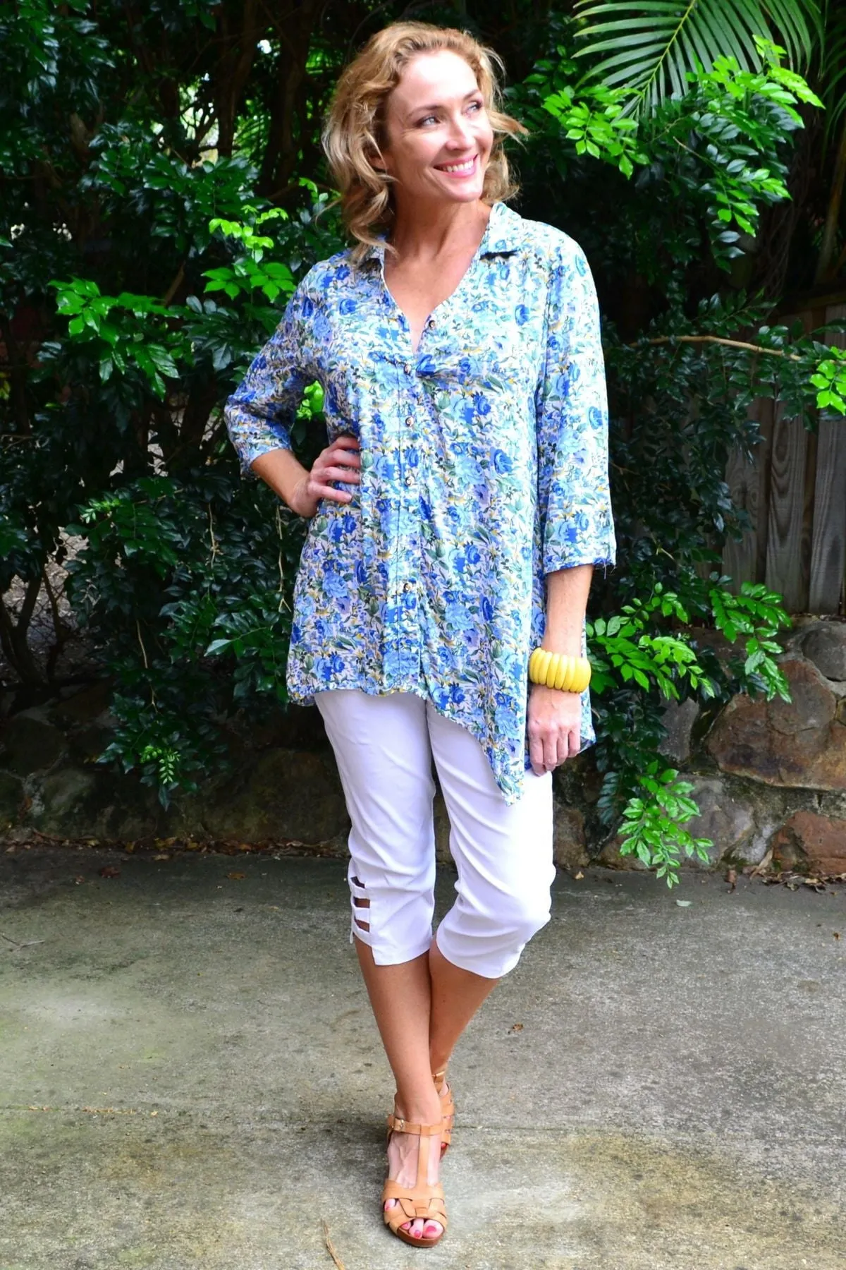 Blue Rose Cottage Garden Tunic Blouse