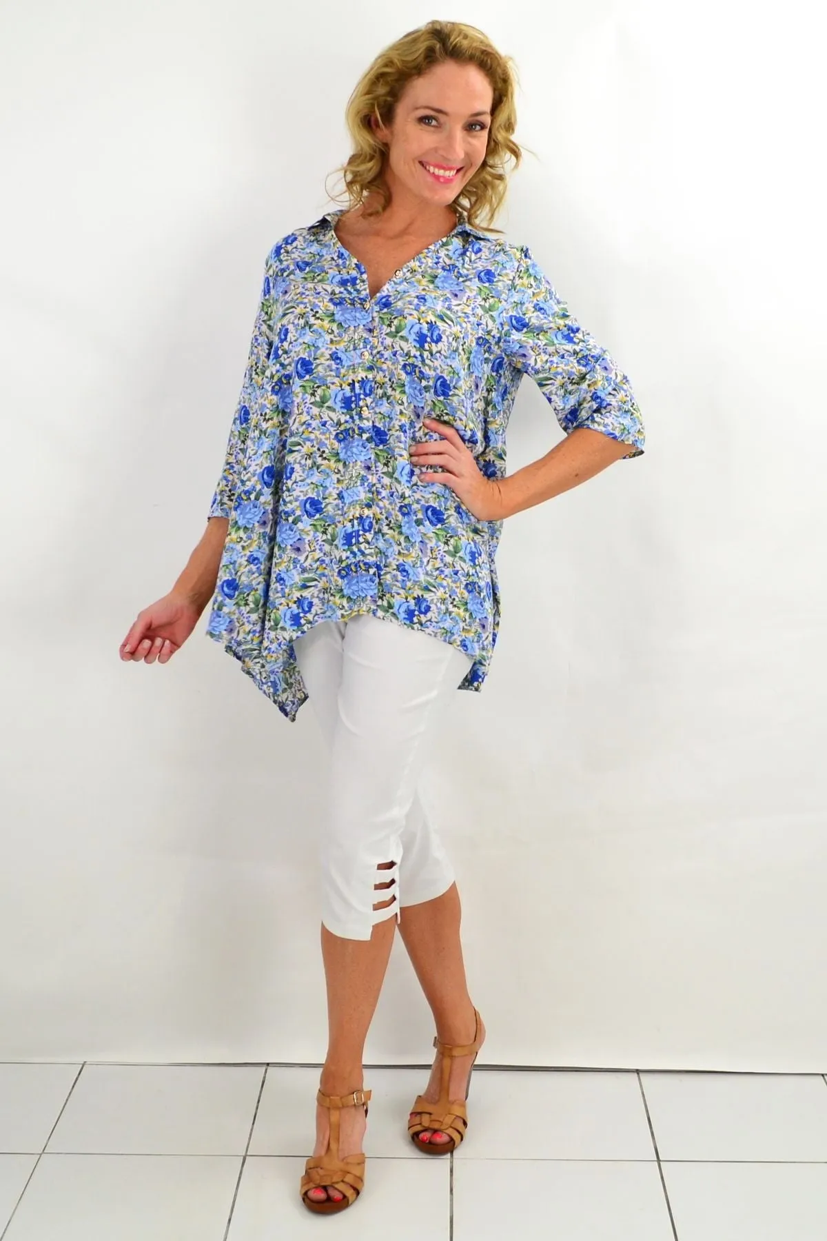 Blue Rose Cottage Garden Tunic Blouse