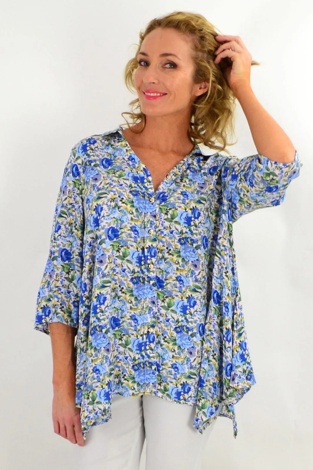 Blue Rose Cottage Garden Tunic Blouse