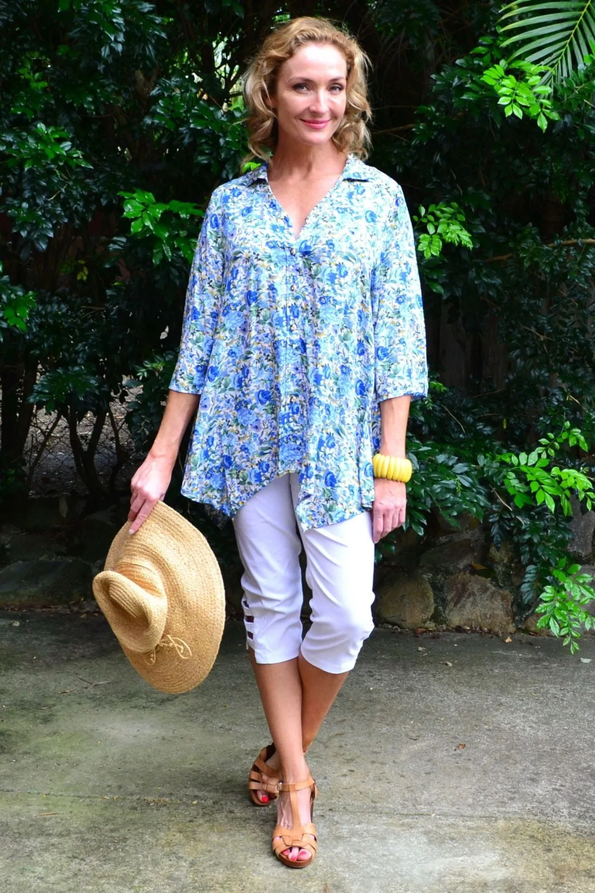 Blue Rose Cottage Garden Tunic Blouse