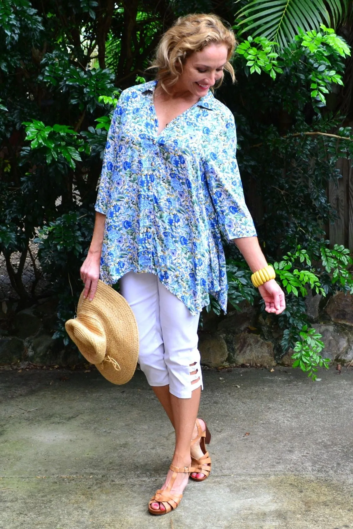 Blue Rose Cottage Garden Tunic Blouse