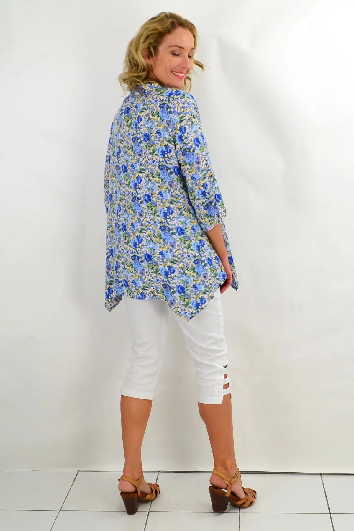 Blue Rose Cottage Garden Tunic Blouse