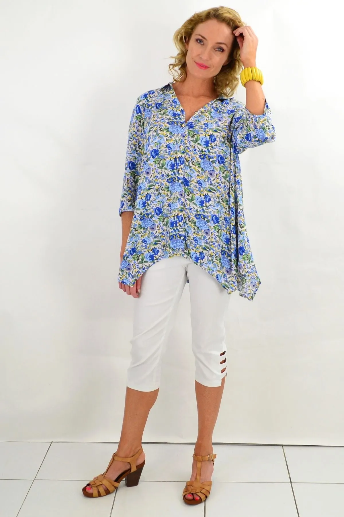 Blue Rose Cottage Garden Tunic Blouse