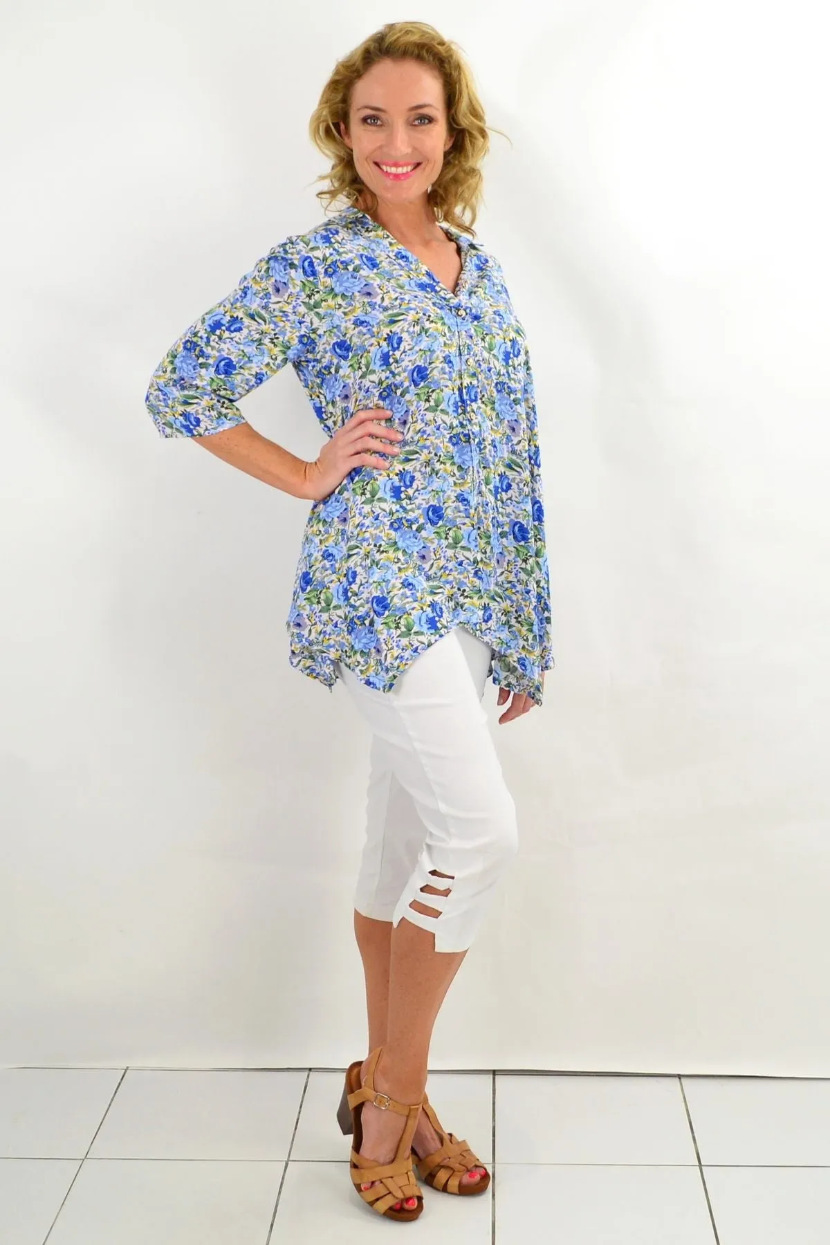 Blue Rose Cottage Garden Tunic Blouse