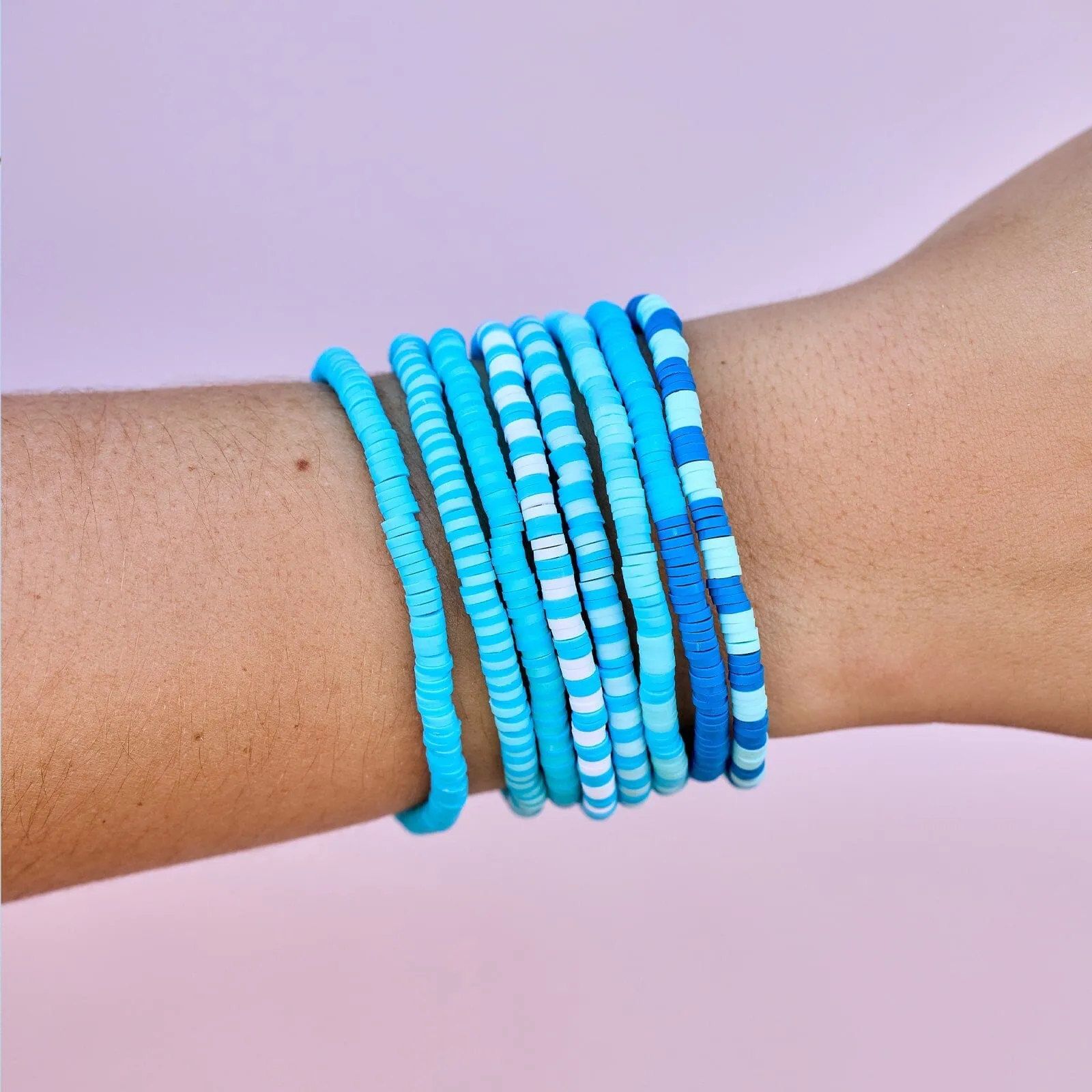 Blue Wave Stretch Bracelet Set of 8