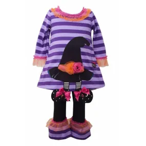 BONNIE JEAN BABY Girls Halloween Tunic Legging Set Witch Hat, 3/6 M, NWT