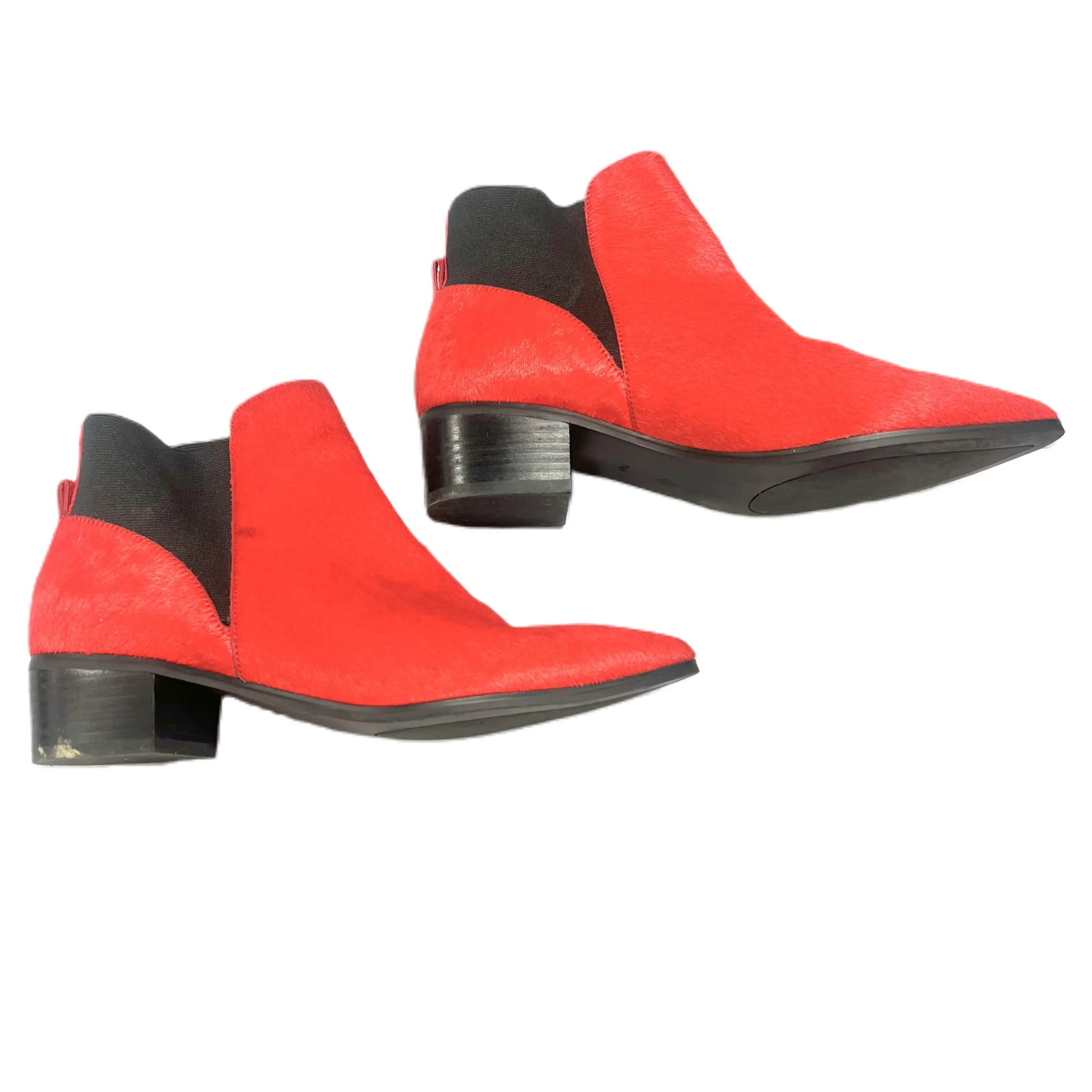 Boots Ankle Flats By Halogen In Black & Red, Size: 7.5