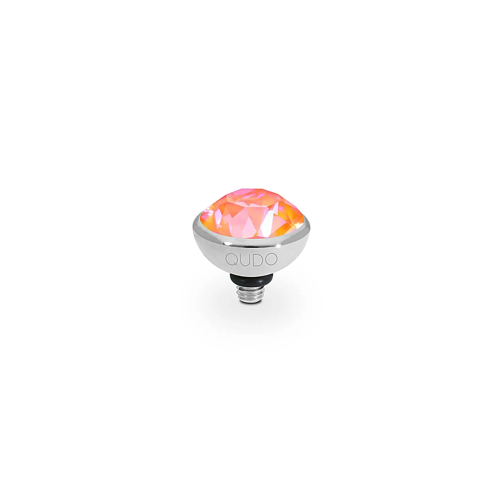 Bottone Silver and Orange Glow Delite Crystal Ring Gem Top, 10mm