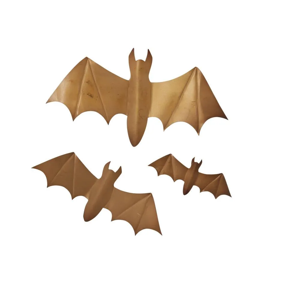 Brass Winged Bats Wall Decor Set of 3