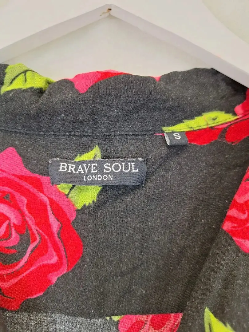 Brave Soul Festival Oversized Rose Print Top Size S