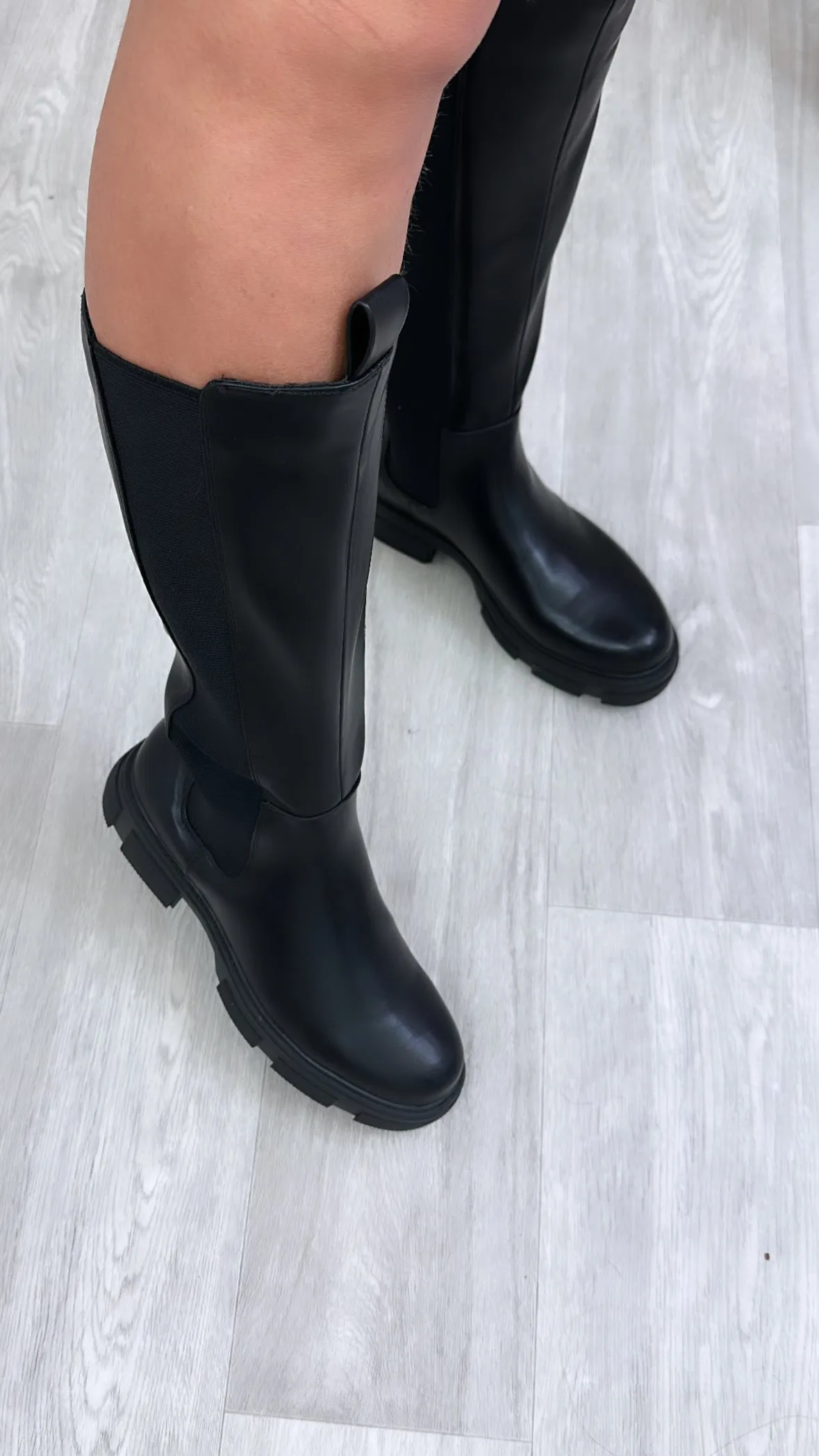 Cara Black Chunky Chelsea Boots