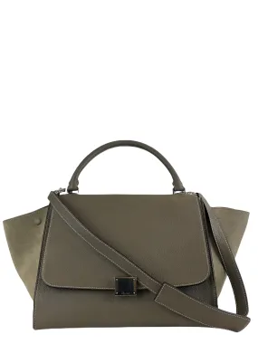 Celine Taupe Leather & Suede “Trapreze” Shoulder Bag w/ detachable Strap