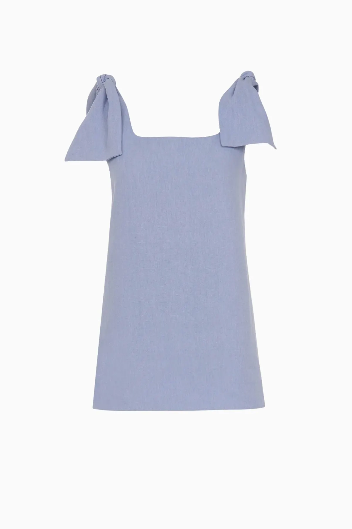 Chloé Linen Canvas Bow Shoulder Top - Pebble Blue