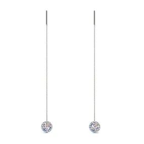 Confetti Crystal | .925 Sterling Silver | Chain Drop Threader Kikiballa Earrings