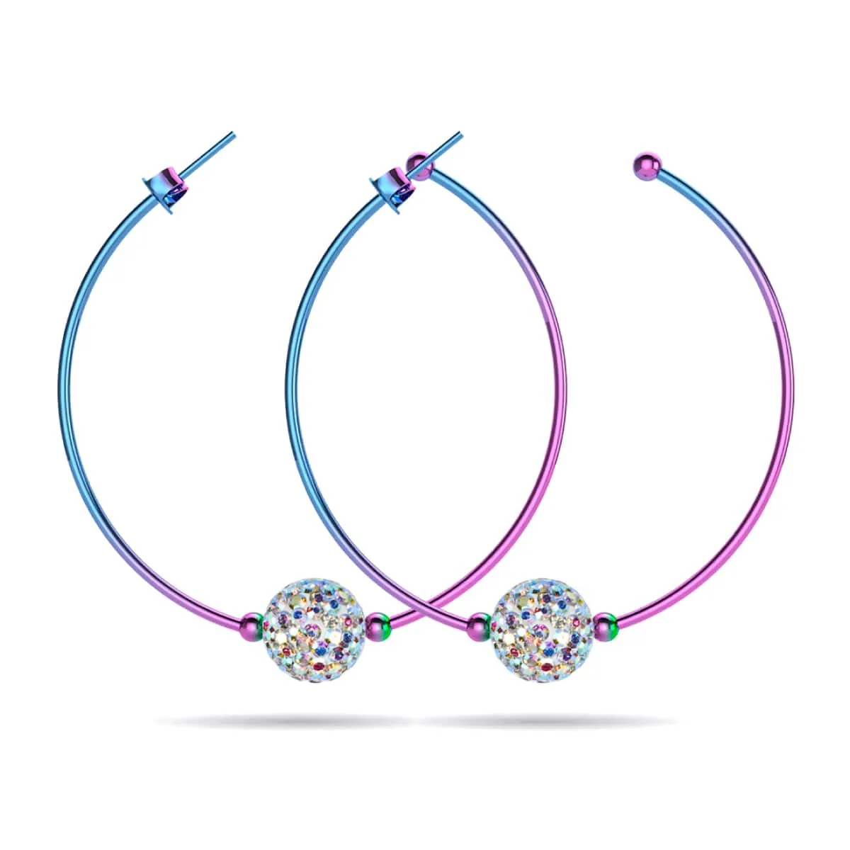 Confetti Crystal | Unicorn Silver | Kikiballa Hoop Earrings